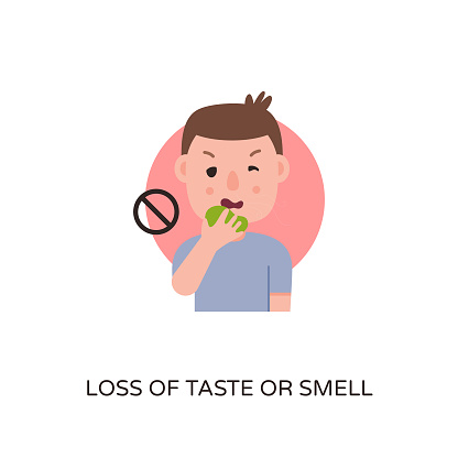 Loss Of Taste Or Smell Cartoon Character icon in vector. avatar, logotype, sequelae of Covid-19-Loss Of Taste Or Smell